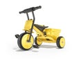 3D rendering yellow tricycle for children on white background with shadow Royalty Free Stock Photo