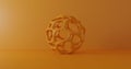 3d rendering of yellow voronoi sphere on orange background. Abstract geometric shape. Royalty Free Stock Photo