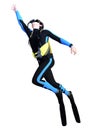 3D Rendering Male Diver on White