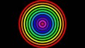 3D renderings. Colorful background with a circle in the form of a shooting target with multiple colors of the rainbow. Rainbow