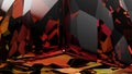 3D renderings. 3D high quality render. Close up of a red gemstone. Natural red mineral. Crystal with shapes of polygons and