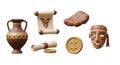 Cartoonish Ancient Artifacts and Symbols Royalty Free Stock Photo