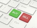 3d renderof computer keyboard with buy and sell buttons