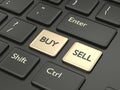 3d renderof computer keyboard with buy and sell buttons