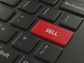 3d renderof computer keyboard with sell button