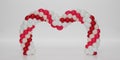 3D renders The balloon entrance arch in the shape of a heart. White, and red Balloons in the shape of a heart, Gate, or Portal on