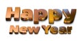 3D Rendition of Happy New Year With Gold Finish