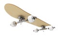 3d rendring disassembled schematic skateboard on white background