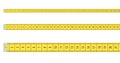 3d renedring of three straight lines of yellow measurement tapes with two of them further away in the perspective Royalty Free Stock Photo