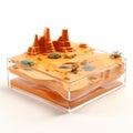 Vibrant 3d Desert Terrain In Transparent Box - Crystalcore Illustrations Royalty Free Stock Photo