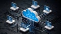 Cloud Computing Network With Multiple Connected Devices And Servers Representing Data Storage And Secure Digital Connectivity. Royalty Free Stock Photo