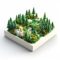 Blocky Forest: A Whistlerian 3d Model Of Flora In Isometric Style