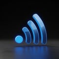 A 3D representation of a Wi-Fi signal icon featuring a bright blue color. The icon Royalty Free Stock Photo