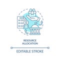 2D resource allocation blue icon concept