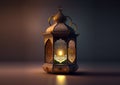3d Retro old metal lantern, ramadan celebration ancient