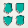 3d retro style four badges set