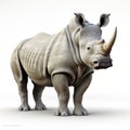 3d Cel Shaded Rhino Model On White Background In Full Body Pose