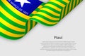 3d ribbon with flag Piaui. Brazilian state. isolated on white background