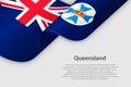 3d ribbon with flag Queensland. Australian state. isolated on white background Royalty Free Stock Photo