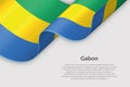 3d ribbon with national flag Gabon isolated on white background