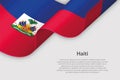 3d ribbon with national flag Haiti isolated on white background