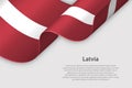 3d ribbon with national flag Latvia isolated on white background