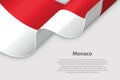 3d ribbon with national flag Monaco isolated on white background