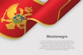 3d ribbon with national flag Montenegro isolated on white background