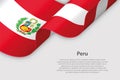3d ribbon with national flag Peru isolated on white background