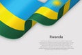 3d ribbon with national flag Rwanda isolated on white background