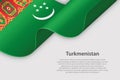 3d ribbon with national flag Turkmenistan isolated on white background