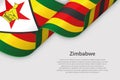 3d ribbon with national flag Zimbabwe isolated on white background
