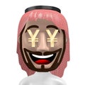 3D rich Arab cartoon - yen sign