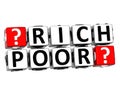 3D Rich Poor Button Click Here Block Text