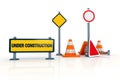 3d road signs - under construction warning