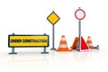 3d road signs - under construction warning Royalty Free Stock Photo