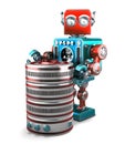 3D Robot with database. Technology concept. Isolated. Contains clipping path