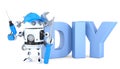 3d robot with DIY sign. . Contains clipping path