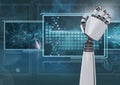 3D robot hand interacting with medical interfaces Royalty Free Stock Photo