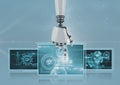 3D robot hand interacting with medical interfaces Royalty Free Stock Photo