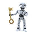 3d Robot has the key Royalty Free Stock Photo