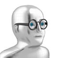 3D robot wearing glasses