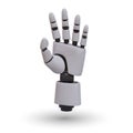 3D robotic arm in vertical position. Imitation of human hand with five fingers
