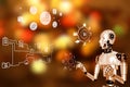 3d robotic render with group of algorithm design for order , technology idea concept
