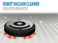 Realistic 3D Illustration of isolated vector robotic vacuum cleaner. Smart cleaning technology. ÃÂ¡lean room.
