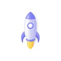 3d rocket icon in cartoon minimalistic style. toy spaceship concept of starting a business, startup, idea