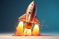 3d Rocket launching out, business concept. AI generated.