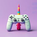 3D rocket model shares the spotlight with a game controller against a stylish backdrop.