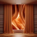 3D room that boasts exceptional wall art and lighting. Royalty Free Stock Photo