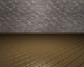 3D room with brown brick wall and parquet Royalty Free Stock Photo